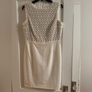 Ivanka Trump Ivory Lace Bodice Sleeveless Sheath Dress